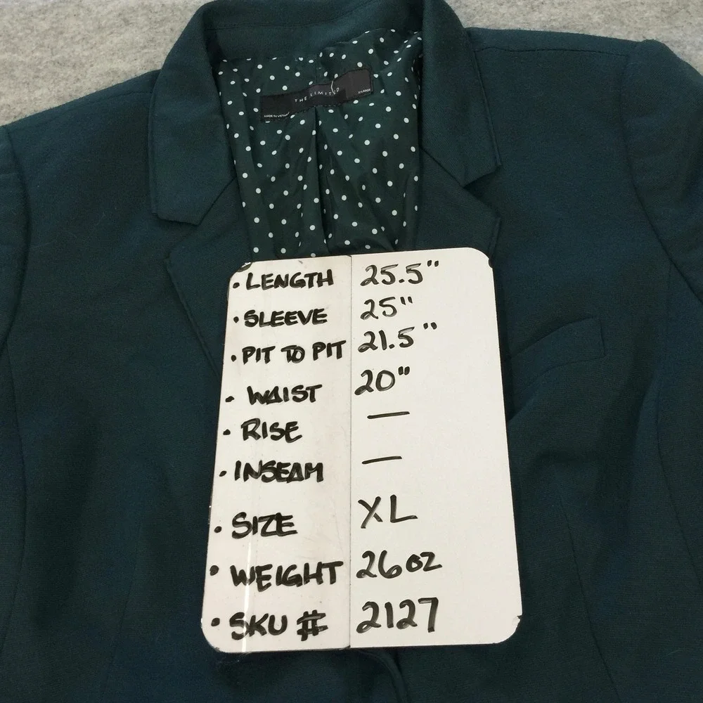 The Limited Womens XL Teal Green Single Button Polka Dot Lined Blazer - Picture 6 of 6